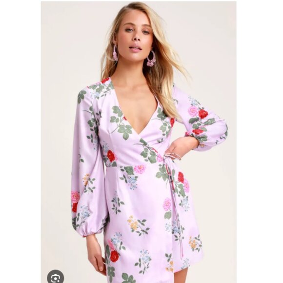 Keepsake Pretty One Lilac Floral Print Wrap Dress - Picture 3 of 3